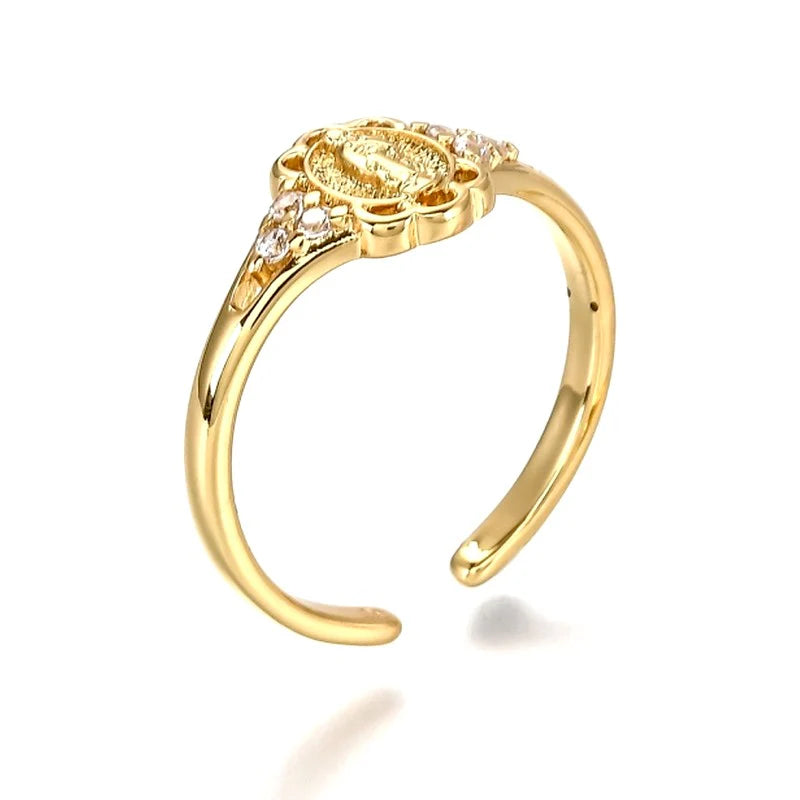 Bague Dorée Sainte Vierge Réglable – Plaquage Or 1 Micron