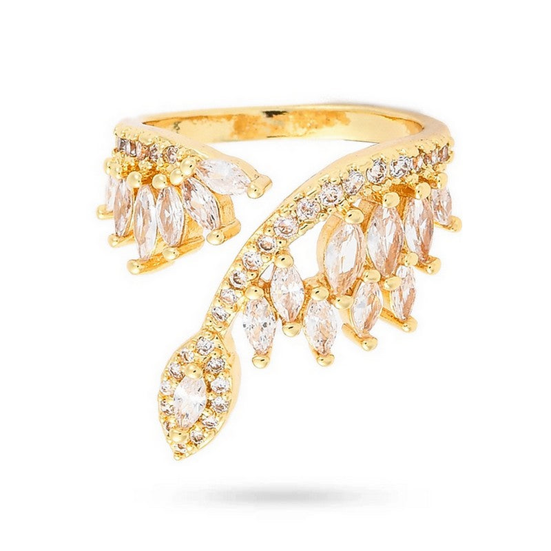 Bague Femme Réglable Diamants CZ Serties – Plaqué Or 1 Micron