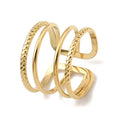 Bague Femme Réglable Quatre Rangées – Plaquage Or
