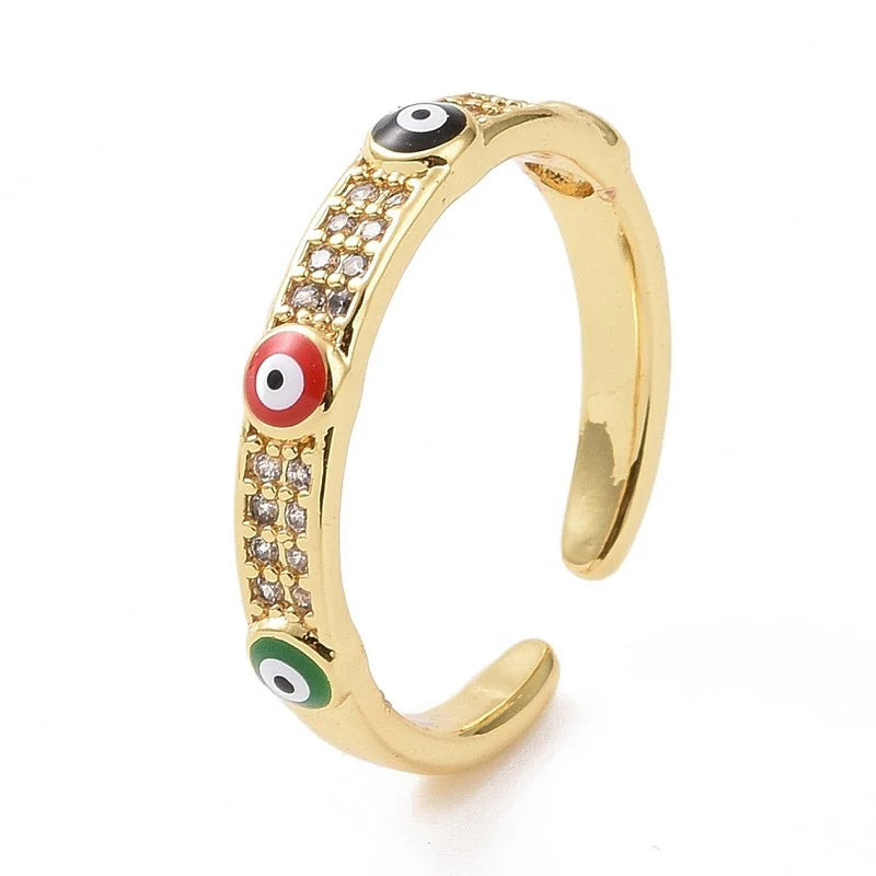 Bague Dorée Réglable Œil Oriental | Plaquage Or 1 Micron