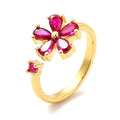 Bague Dorée Fleur Diamants CZ – Réglable