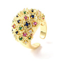 Bague Femme Réglable Dôme Zirconiums Colorés – Plaquage Or