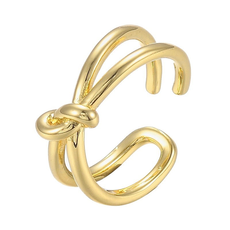 Bague Dorée Réglable Motif Nœud | Plaquage Or 1 Micron
