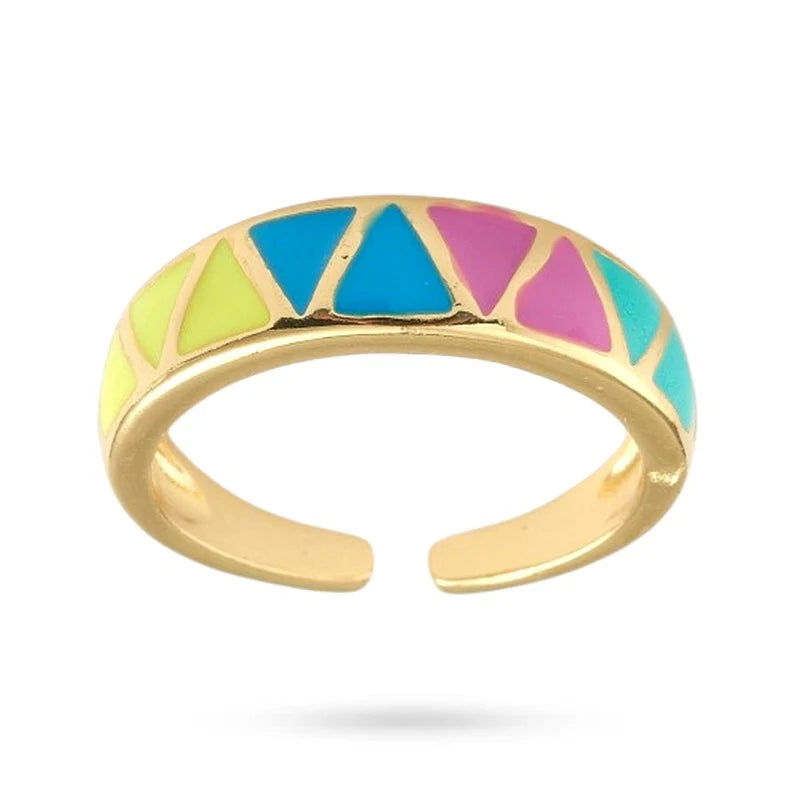 Bague Réglable Femme Émaillée – Couleur Éclatante & Élégance | Plaquage Or
