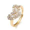 Bague Femme Réglable Cœur Serti de Zirconiums – Plaquage Or