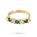 Bague Femme Réglable Diamants CZ Couleurs Serties – Plaqué Or 1 Micron