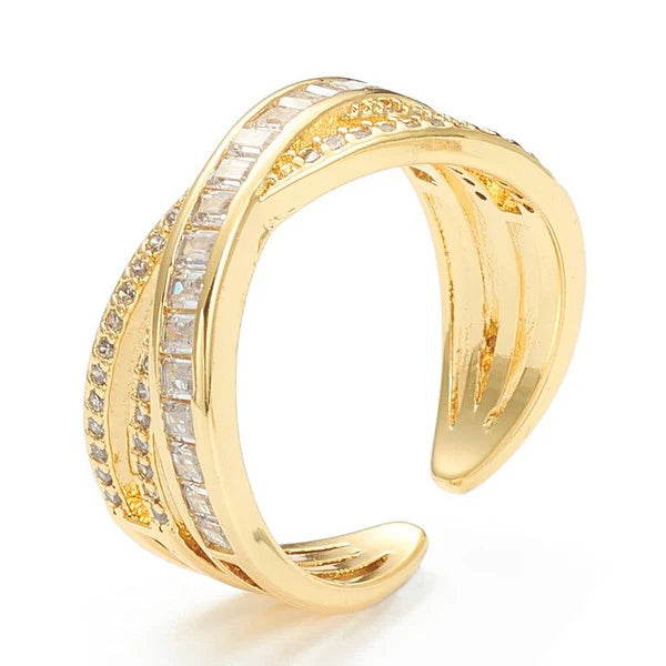 Bague Dorée Entrecroisée – Réglable | Plaquage Or 1 Micron