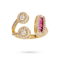 Bague Femme Réglable Rose – Zirconiums Sertis Plaqué Or