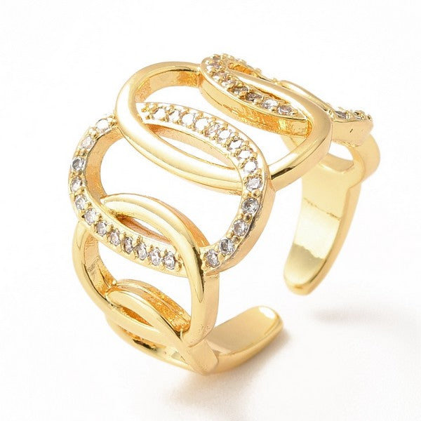 Bague Dorée Ovales Imbriqués – Réglable | Plaquage Or 1 Micron