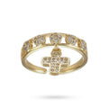 Bague Femme Réglable Breloque Croix Zirconiums Sertis – Plaquage Or