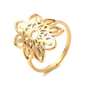 Bague Dorée Fleur Réglable – Plaquage Or 1 Micron