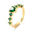 Bague Dorée Cœur & Zirconium Vert – Réglable | Plaquage Or 1 Micron