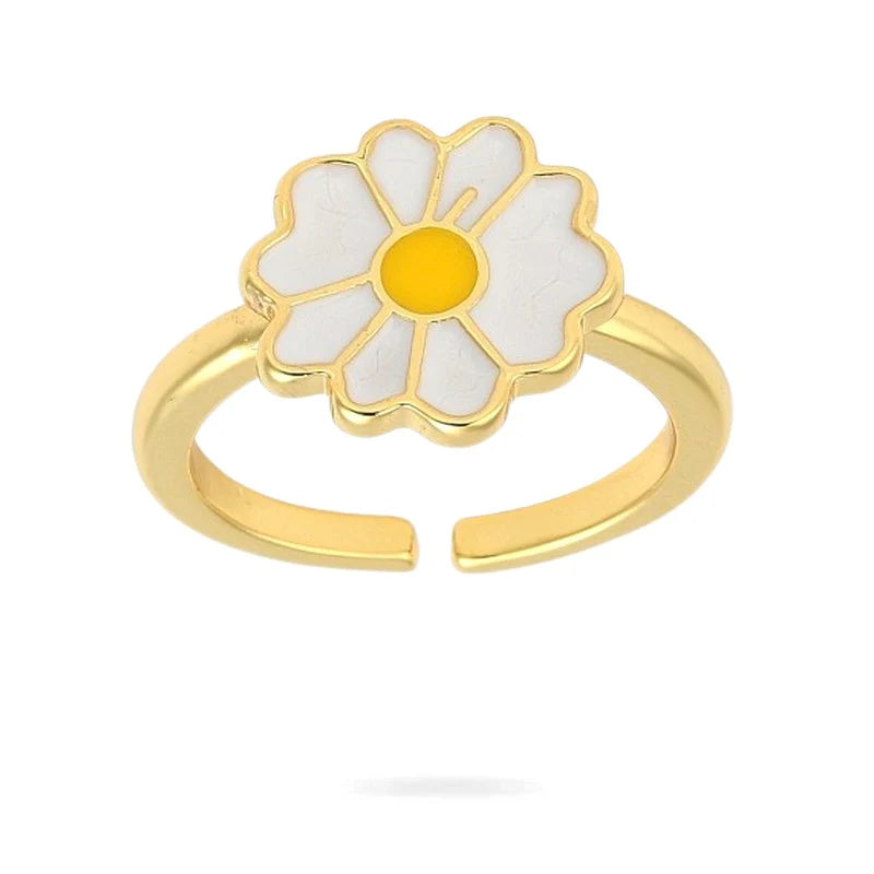 Bague Femme Réglable Fleur Marguerite – Plaqué Or 1 Micron