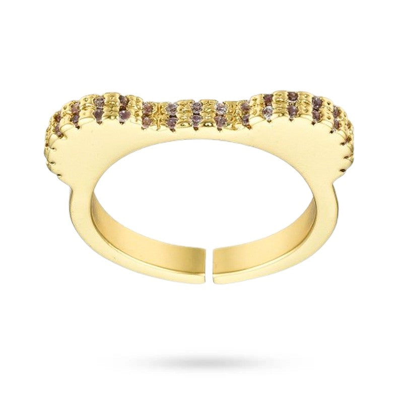 Bague Femme Réglable Originale Zirconiums Sertis – Dorée Plaqué Or