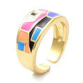 Bague Femme Réglable Motif Géométrique – Plaqué Or 1 Micron