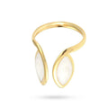 Bague Femme Réglable Émail Blanc – Plaquage Or