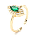 Bague Femme Réglable Zirconium Vert – Plaqué Or 1 Micron