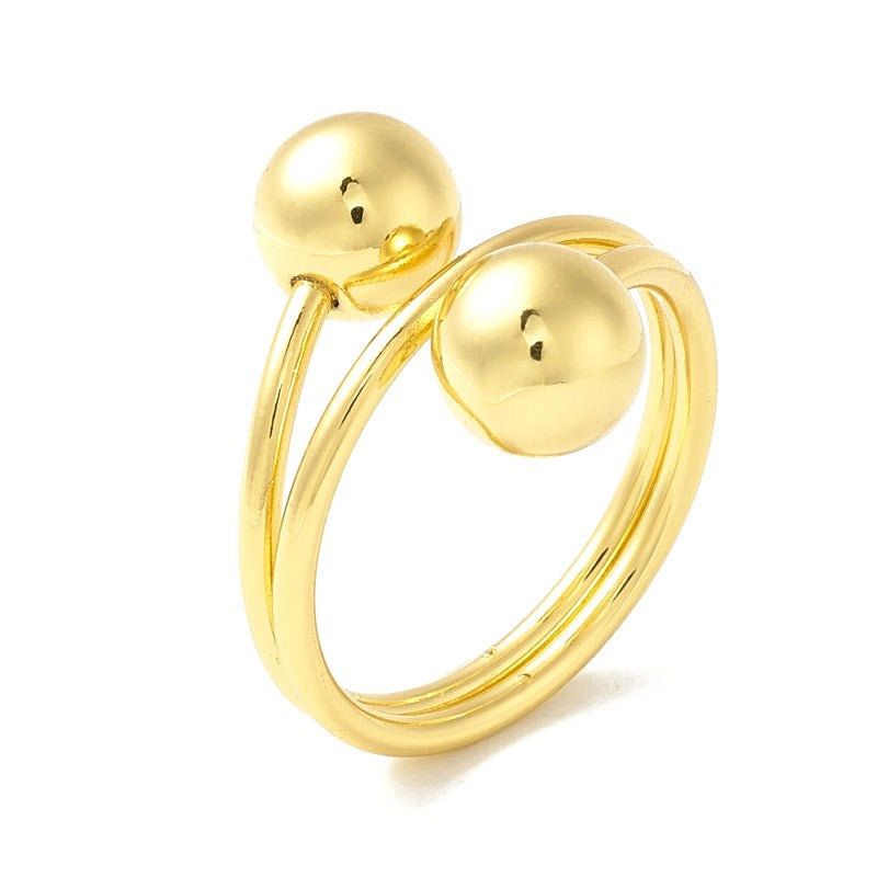 Bague Dorée Multi-Boules Réglable – Plaquage Or 1 Micron