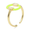 Bague Dorée Émaillée Jaune – Réglable | Plaquage Or 1 Micron