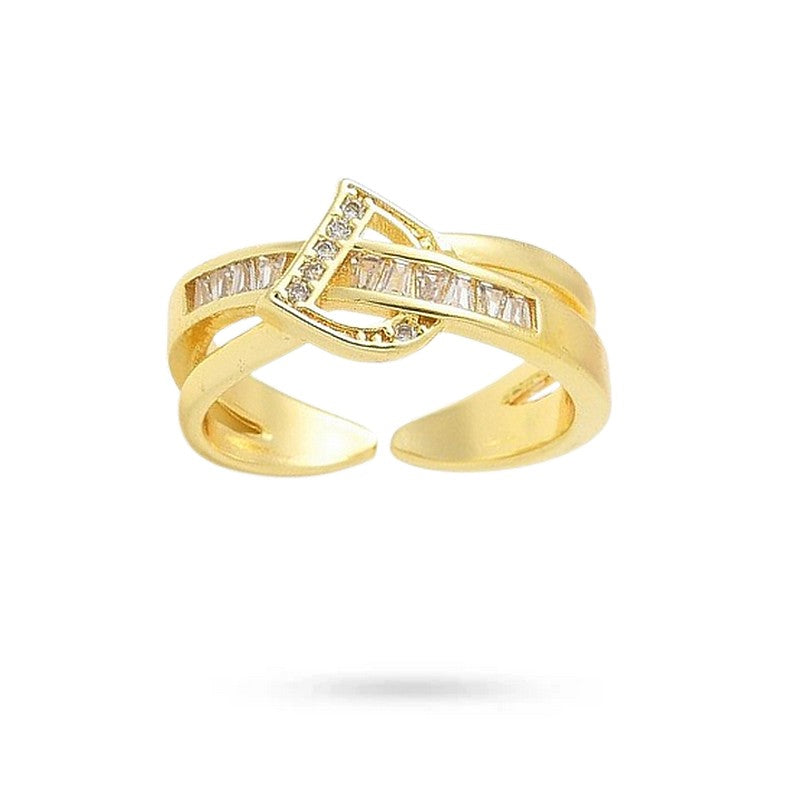 Bague Femme Réglable Lettre D Zirconiums Sertis – Dorée Plaqué Or