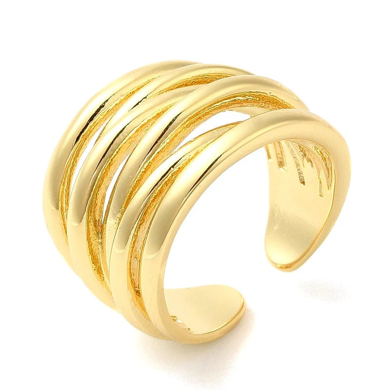 Bague Manchette Entrelacée Dorée Réglable – Plaquage Or 1 Micron