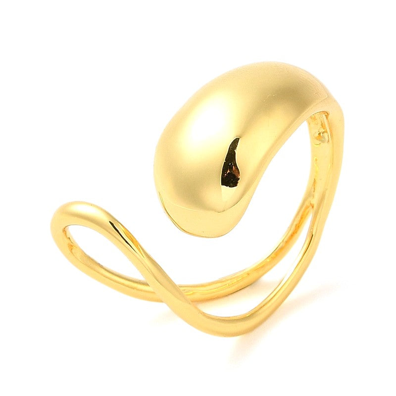 Bague Dorée Larme Réglable – Plaquage Or 1 Micron