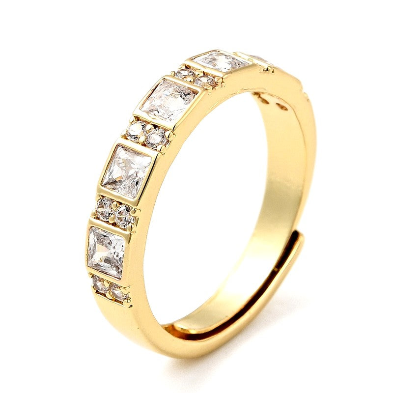 Bague Dorée Lignée Diamant CZ – Réglable | Plaquage Or 1 Micron