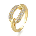Bague Dorée Réglable Ovale Diamant CZ | Plaquage Or 1 Micron