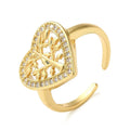 Bague Femme Réglable Cœur Zirconiums Blancs Sertis – Plaquage Or