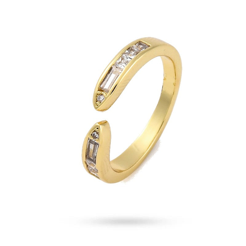 Bague Réglable Femme Serpent – Zirconiums Blancs Brillants | Plaquage Or