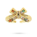 Bague Femme Réglable Nœud Zirconiums Multicolores – Dorée