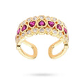 Bague Réglable Femme – Lignée de Zirconiums Cœurs Roses Sertis