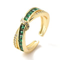Bague Dorée Réglable Entrelacé Diamant CZ | Plaquage Or 1 Micron