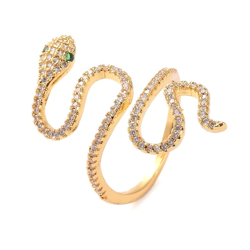 Bague Dorée Réglable Serpent Diamant CZ