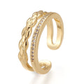 Bague Dorée Double Rang – Réglable | Plaquage Or 1 Micron