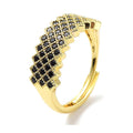 Bague Femme Réglable Lignée Diamants CZ Noir – Plaquage Or