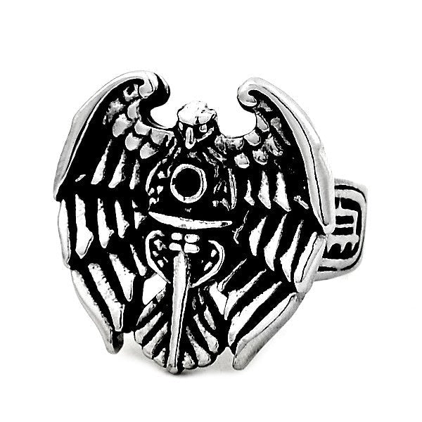 Bague Aigle Imposant Ciselé – Acier 316 Argenté | Puissance & Liberté