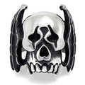 Bague Chevalière Tête de Mort & Ailes – Acier 316 Argentée