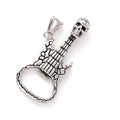 Pendentif Guitare Tête de Mort Argenté | Acier Inoxydable 316 – Rock & Biker