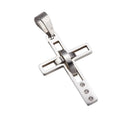 Pendentif Croix Argentée Zirconium – Acier 316 Gothique Rock Biker