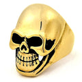 Bague Tête de Mort Dorée – Acier 316 | Gothique Rock Biker | 3 cm