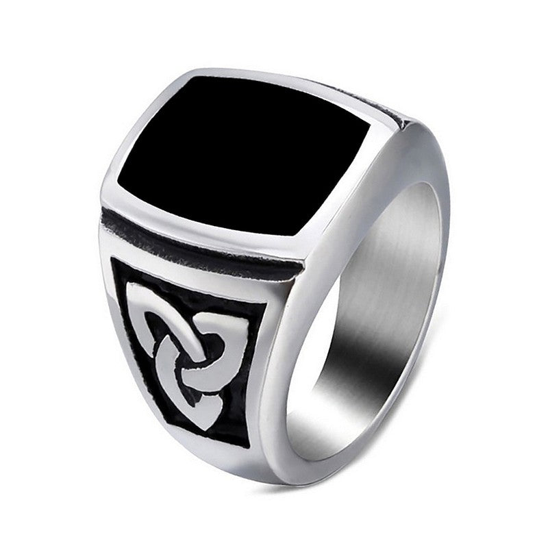 Bague Chevalière Celtique Argentée | Acier Inoxydable