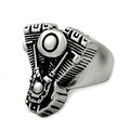 Bague Chevalière Moteur Cisélé – Acier 316 Argentée