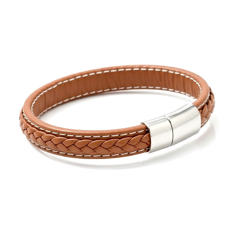 Bracelet Cuir de Vachette Tressé – Fermoir Acier Inoxydable