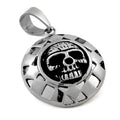 Pendentif Cercle Tête de Mort – Acier 316 Argenté | Gothique & Biker