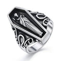 Bague Chevalière Cercueil Argentée | Acier Inoxydable