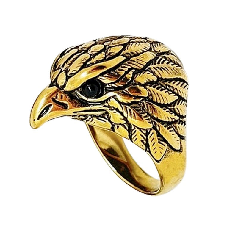 Bague Tête d’Aigle Dorée | Acier Inoxydable & Or