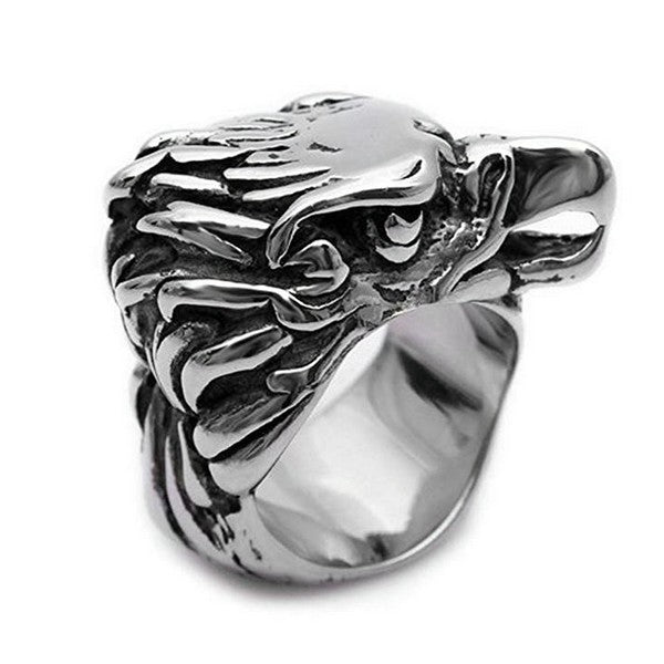 Bague Chevalière Tête d'Aigle – Acier 316 Argentée