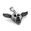 Pendentif Ailes & Tête de Mort XXL – Acier 316 Argenté | Gothique Biker