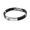 Bracelet Acier Inoxydable, Cuir & Cordon Noir – Style Rock 20 cm